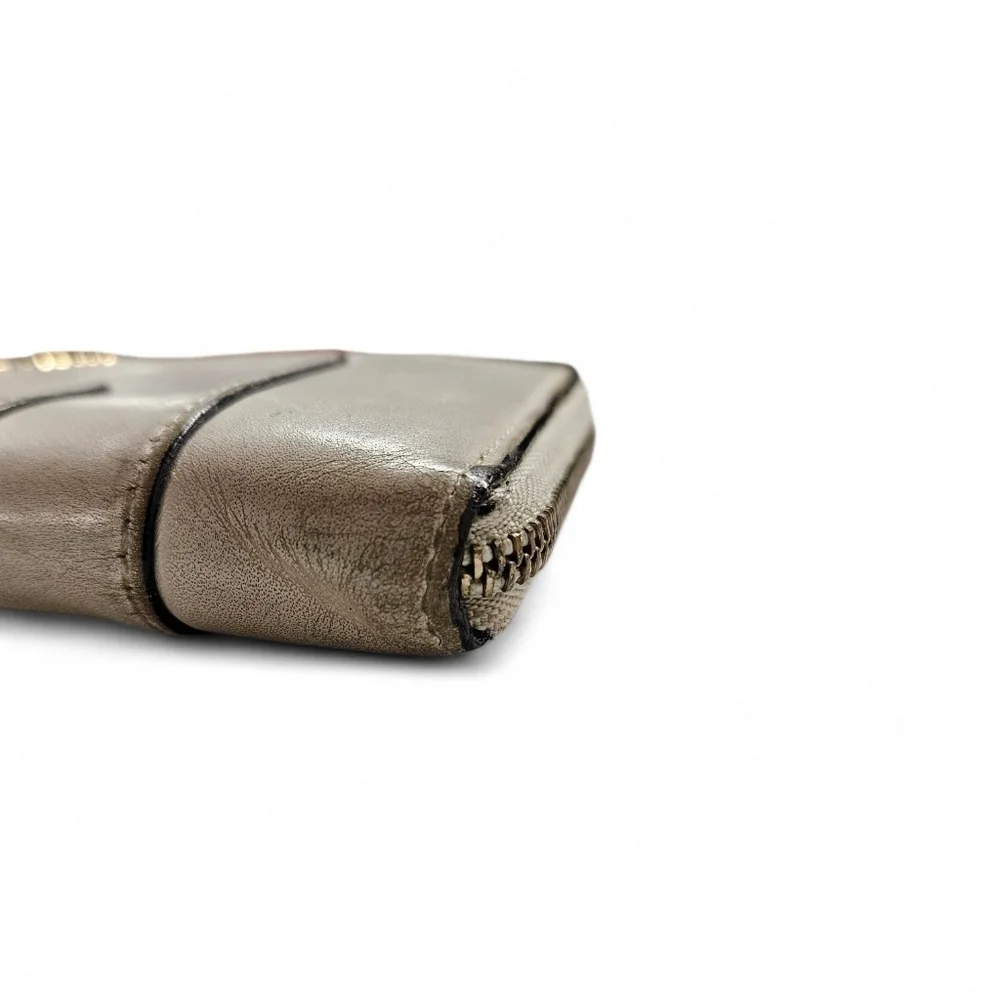 Bvlgari Zippered Seepento Wallet In Cream And Gold